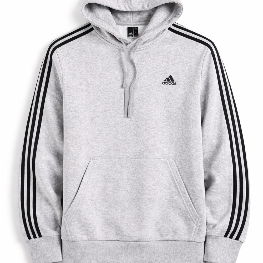 Adidas Men's Heather Gray Hoodie with Black Stripes